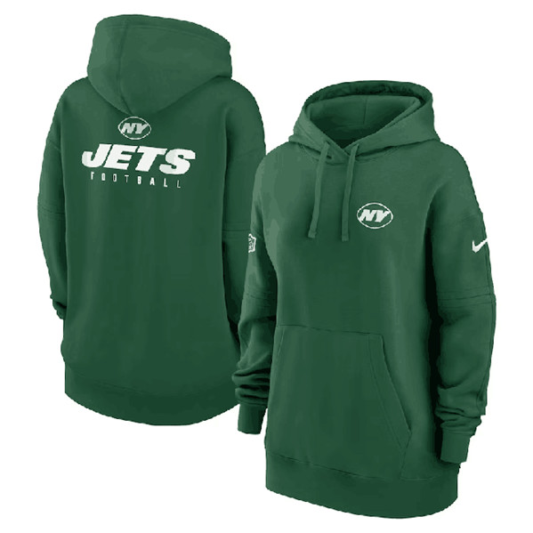 Women's New York Jets Green Sideline Club Fleece Pullover Hoodie(Run Small)